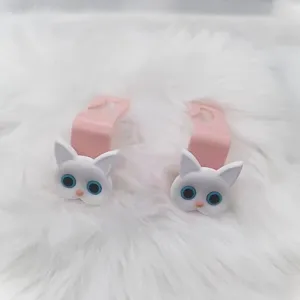 Cute cartoon cat car seat hook, universal backrest hanging organizer for auto interior accessories.