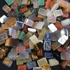 Diverse kleurrijke natuursteen rechthoekige cabochons voor het maken van DIY sieraden