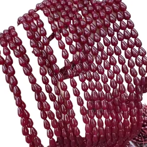 Perles en calcédoine rouge naturelle en forme de goutte d'eau pour la fabrication de bijoux