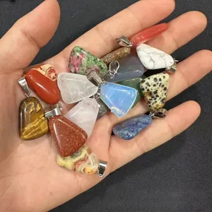 Assorted natural stone trapezoidal pendants for DIY jewelry making