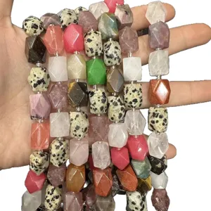 Natural stone faceted rectangular octagonal loose beads for DIY jewelry necklace making