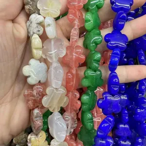 Assorted natural stone flower-shaped loose beads for DIY handmade jewelry making