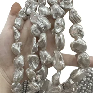 Perles de nacre baroques argentées irrégulières pour bijoux DIY collier et bracelet