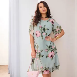 Robe midi chic à imprimé floral et manches courtes, parfaite pour l'été et les loisirs quotidiens.