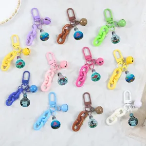 Cute Cartoon Light Bulb Keychain Alloy Candy Color Bag Pendant Minimalist Fashion Key Ring For Women Men Gift