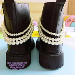 Multi-layer pearl chain boot accessories, sweet and cool style DIY handmade shoe decor.