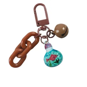 Cute brown keychain acrylic chain fish in bulb pendant bag charm aesthetic gift accessory