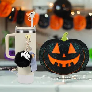Juego de accesorios para taza Halloween Stanley con funda de pajita fantasma y calabaza decor