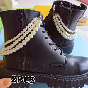Multi Layer Artificial Pearl Shoe Chain Sweet Cool DIY Handmade Shoe Accessories Removable Metal Buckle Decorative Pearl Chain