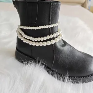 Multi-layer pearl chain boot accessories, sweet and cool style shoe decoration for canvas shoes.