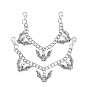 Halloween bat shoe chains metal boot jewelry gothic decorative accessory double layer charms