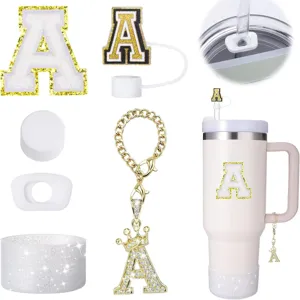 Set di accessori per tazza lettera A con topper per la paglia stivale in silicone ciondolo