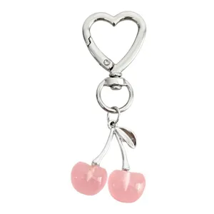 Carino Portachiavi Ciliegia in Resina Portachiavi a Forma di Cuore Dolce Y2K ciondolo Borsa Kawaii Catena Chiave Accessori Estetici Per Donne