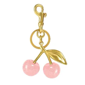 Süßer Kirsch Schlüsselanhänger Taschenanhänger Künstliche Perle Legierung Glitzer Frucht Schlüsselring Geldbörse Anhänger Damen Modeaccessoires