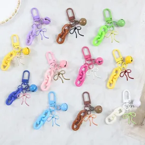 Alliage Couleur Bonbon Nœud Papillon Cloche Porte-Clés Mignon Ruban Multicolore Charme De Sac Pendentif Diy Polyvalent Bijoux Cadeau