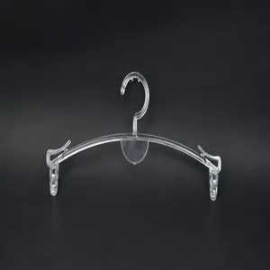 Gruccia per biancheria intima in plastica trasparente con clip per reggiseno e slip