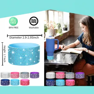 Housse de tasse en silicone strass anti-dérapant protection pour grand gobelet
