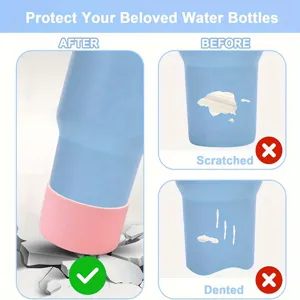 Silicone water bottle boot detail view showing effective scratch and dent protection features.