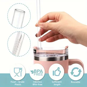 Stainless steel tumbler with straw BPA free reusable pink insulated cup for daily use
