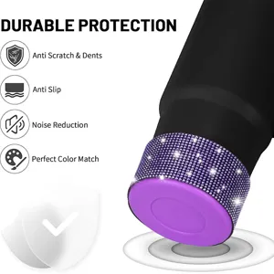 Vue détaillée de la protection en silicone strass pour tasse, antidérapante et anti-rayures.