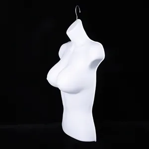 White female mannequin torso display hook for lingerie swimwear bra shop showcase detail view