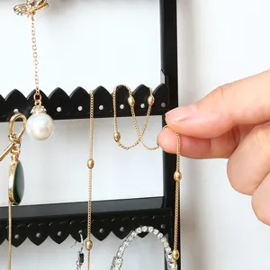 Wall mounted jewelry organizer rack for earrings, necklaces, rings and keys display holder.