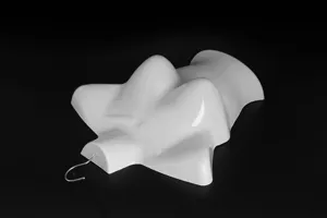 White plastic half body mannequin bra display hanger for underwear presentation detail view