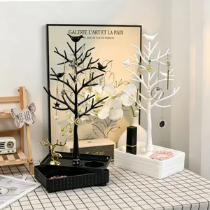 Supporto organizer per gioielli a forma di albero con uccellino espositore da scrivania