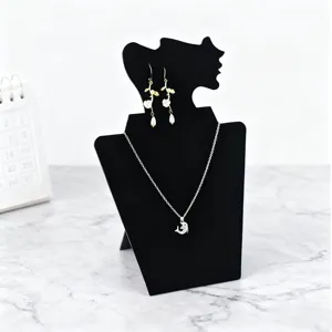 Black velvet jewelry display stand bust for necklaces and earrings necklace holder display props