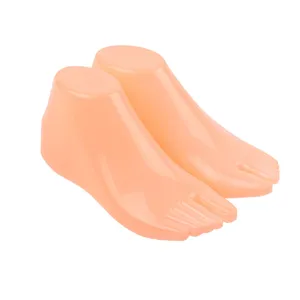 Plastic foot mannequin pair for shoe display, sock mold, sandal and slipper stand holder