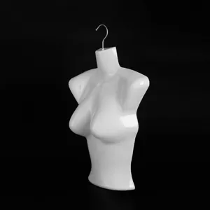 White plastic female half body mannequin torso hanger for bra underwear display stand