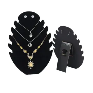Black velvet leaf-shaped folding jewelry display stand necklace organizer holder rack
