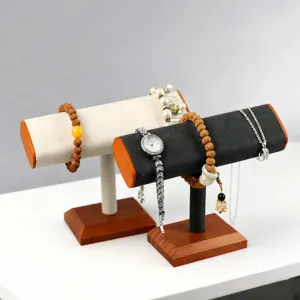 Massivholz Armband Display Ständer T-Bar Schmuck Organizer Uhrenhalter Halskette Aufbewahrungsregal Für Zuhause Büro Dekor