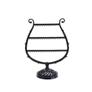 Supporto per gioielli a forma di arpa nera collana orecchino espositore per negozio casa