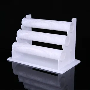 White 3-tier plastic bracelet display stand, countertop bangle and watch holder rack for shop.