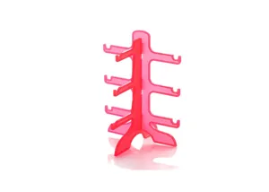 Pink transparent plastic glasses display stand for multi pairs sunglasses tabletop use.