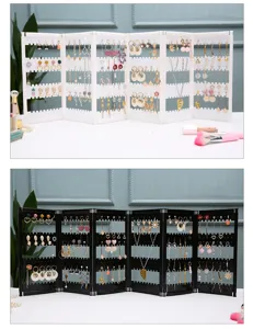 Plastic folding earring display stand jewelry organizer desktop storage rack for studs