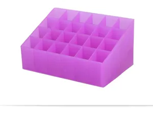 Scatola organizer cosmetica viola con 24 scomparti per rossetto supporto per trucco