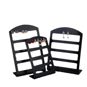 Espositore per orecchini in plastica nera organizer per gioielli supporto da banco 3 pezzi