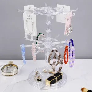 Support de présentation de bijoux rotatif en acrylique transparent organiseur de boucles d'oreilles