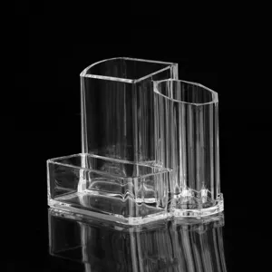 Transparante acryl bureau organizer met meerdere vakken voor pennen en make-up borstels