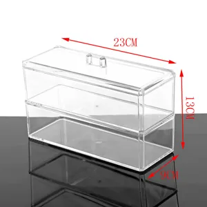 Clear acrylic storage box with lid multi-layer cosmetic makeup organizer desktop container