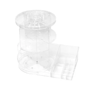 Transparent Rotating Cosmetic Storage Box Multi Tier Makeup Organizer Desktop Skincare Holder