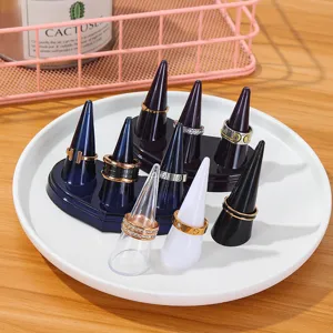 Espositore per Anelli in Plastica Supporto a Cono per Gioielleria Vetrina Trasparente Nero Blu Bianco