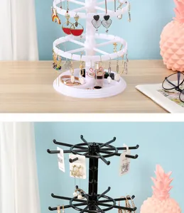 Rotating Earring Holder Jewelry Organizer Display Stand for Women Bracelets Necklaces Trinkets