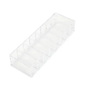 Transparante acryl multi-grid bureau opbergdoos voor kabels en kleine onderdelen.