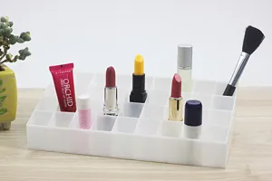 Transparent 36-grid makeup organizer plastic lipstick display stand desktop storage box