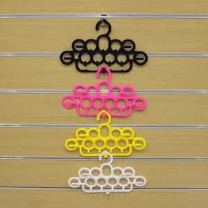 Multi-purpose 12-ring hanger for ties scarves belts face masks multi-color organizer rack 4-pack set