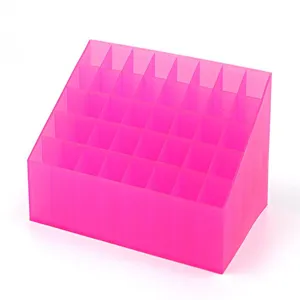 Pink 40-grid cosmetic desktop storage organizer, perfect for lipstick and makeup display.