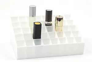 White 40-grid lipstick holder, cosmetic storage box desktop makeup display rack detail